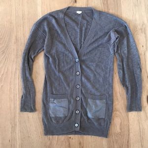 JCREW Long Cardigan with Silk Pockets